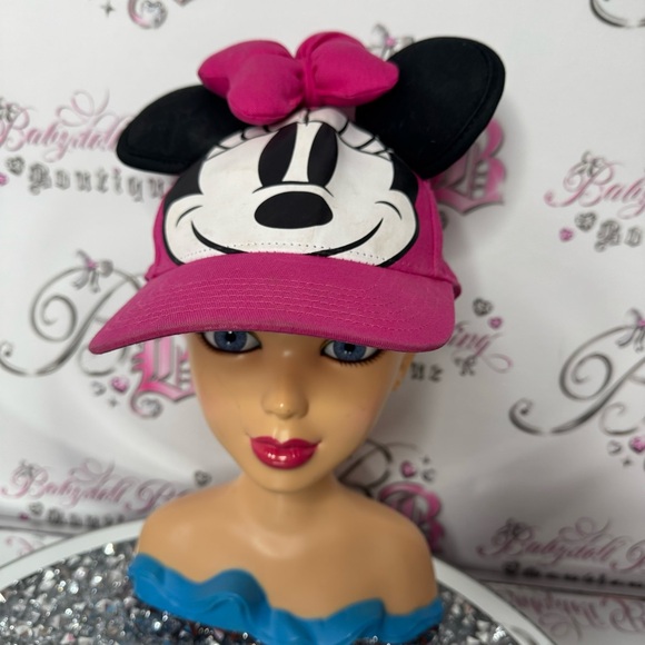 Hat Minnie Mouse 100 pink black white with ears mouse 3D girls kids hat ball cap - Picture 4 of 9